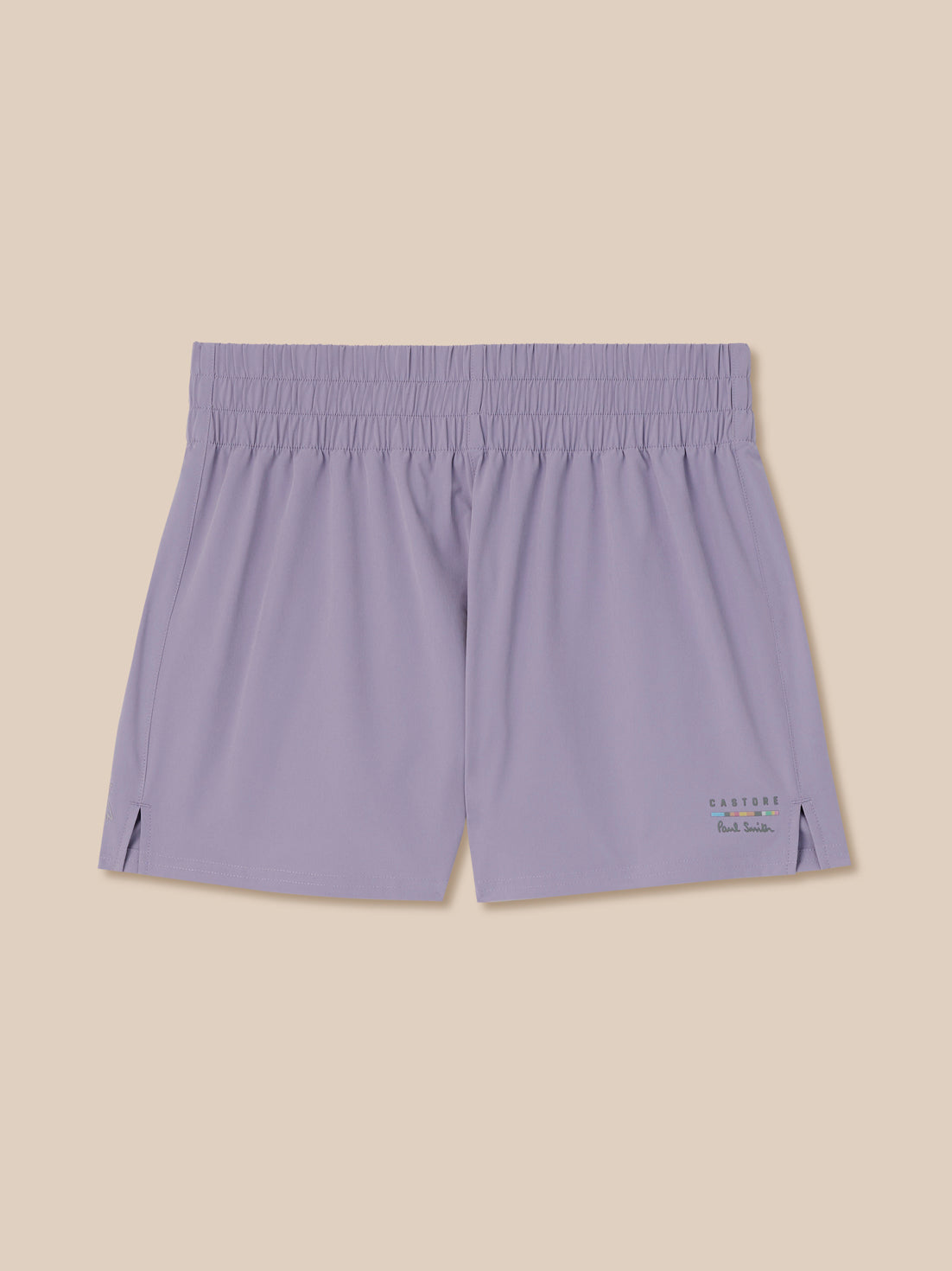 Purple shorts on a beige background