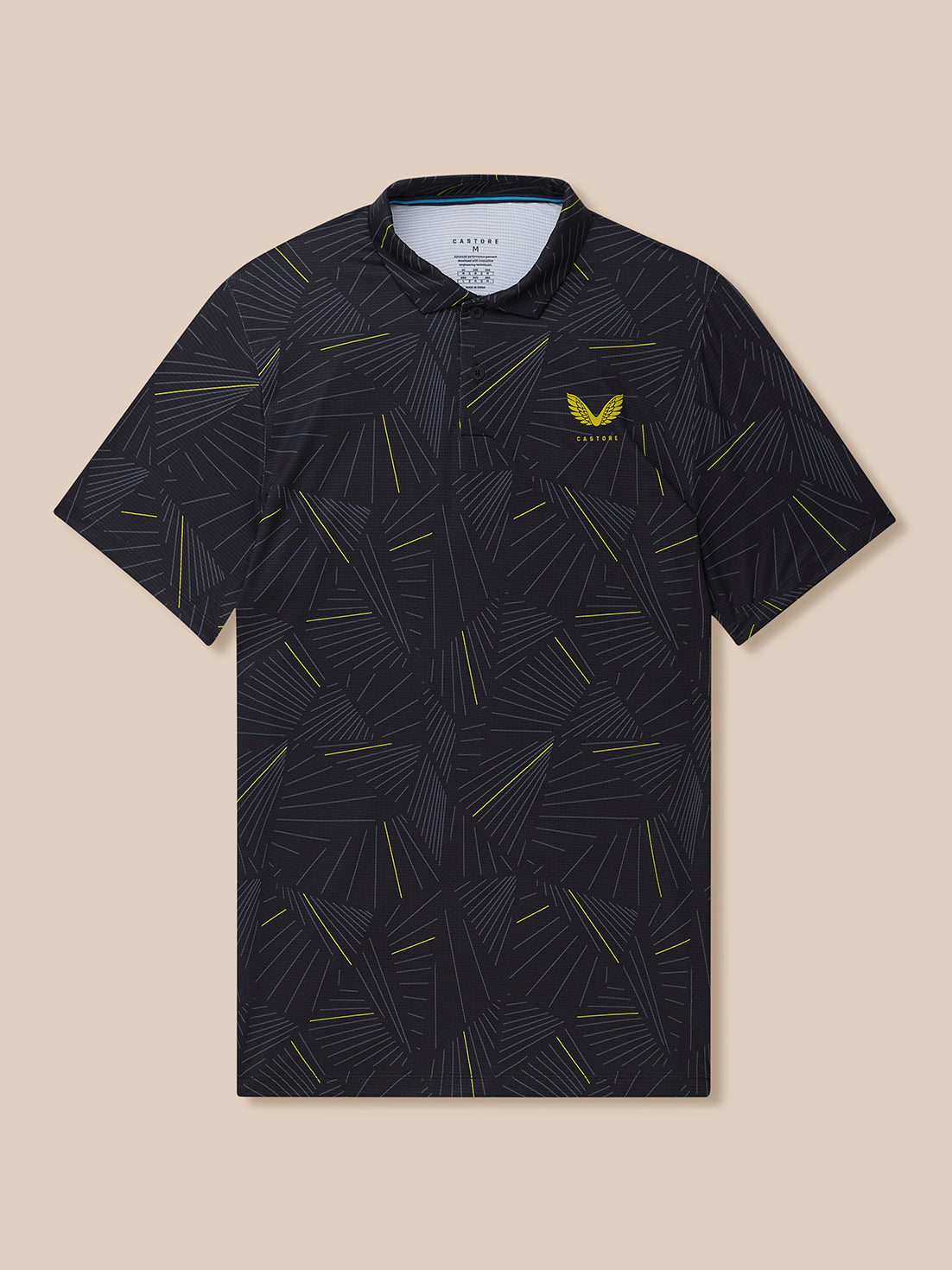 Golf Club Swing Printed Polo - Black/Gunmetal/Mustard