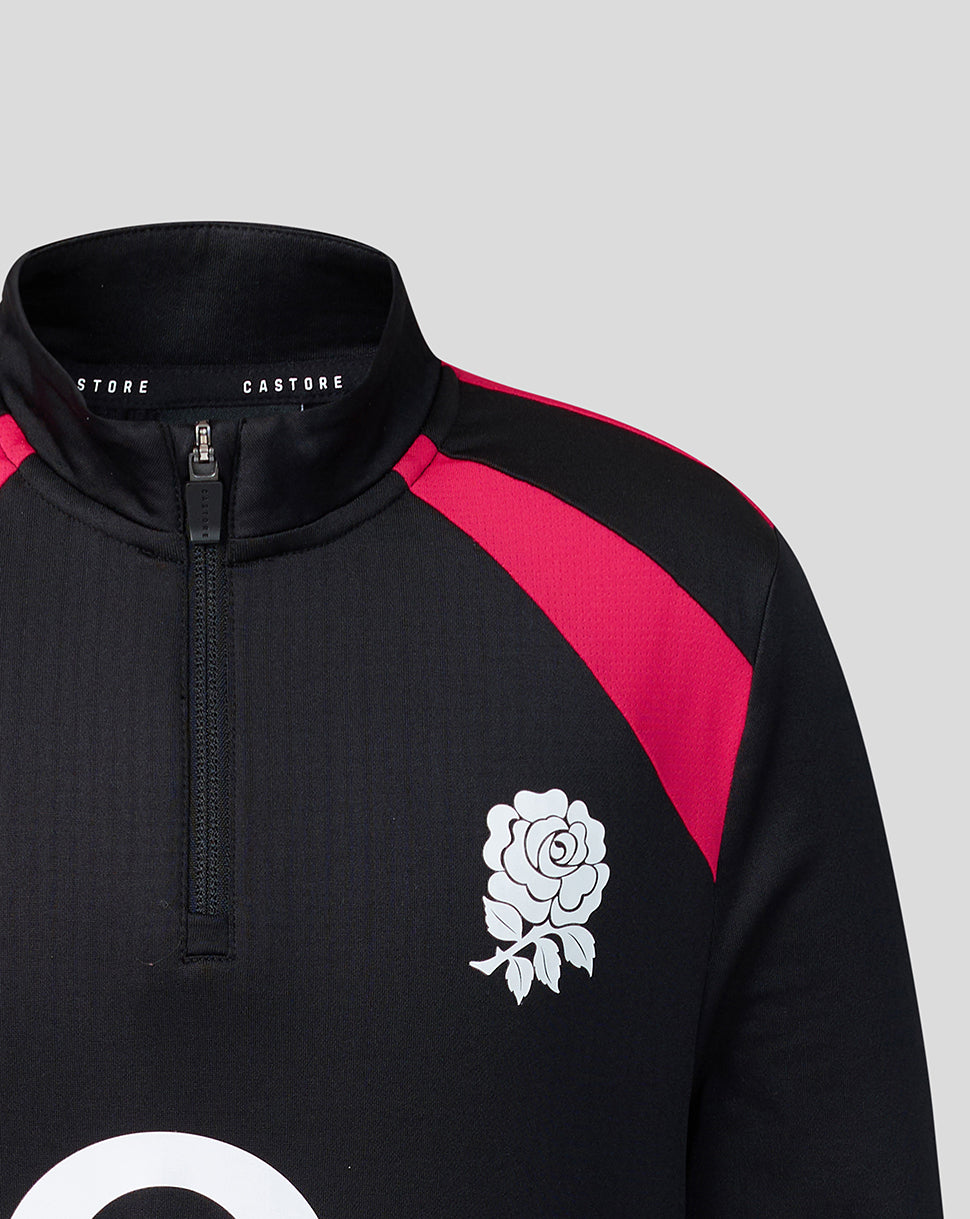 Black and red sports jacket with a rose emblem on a gray background