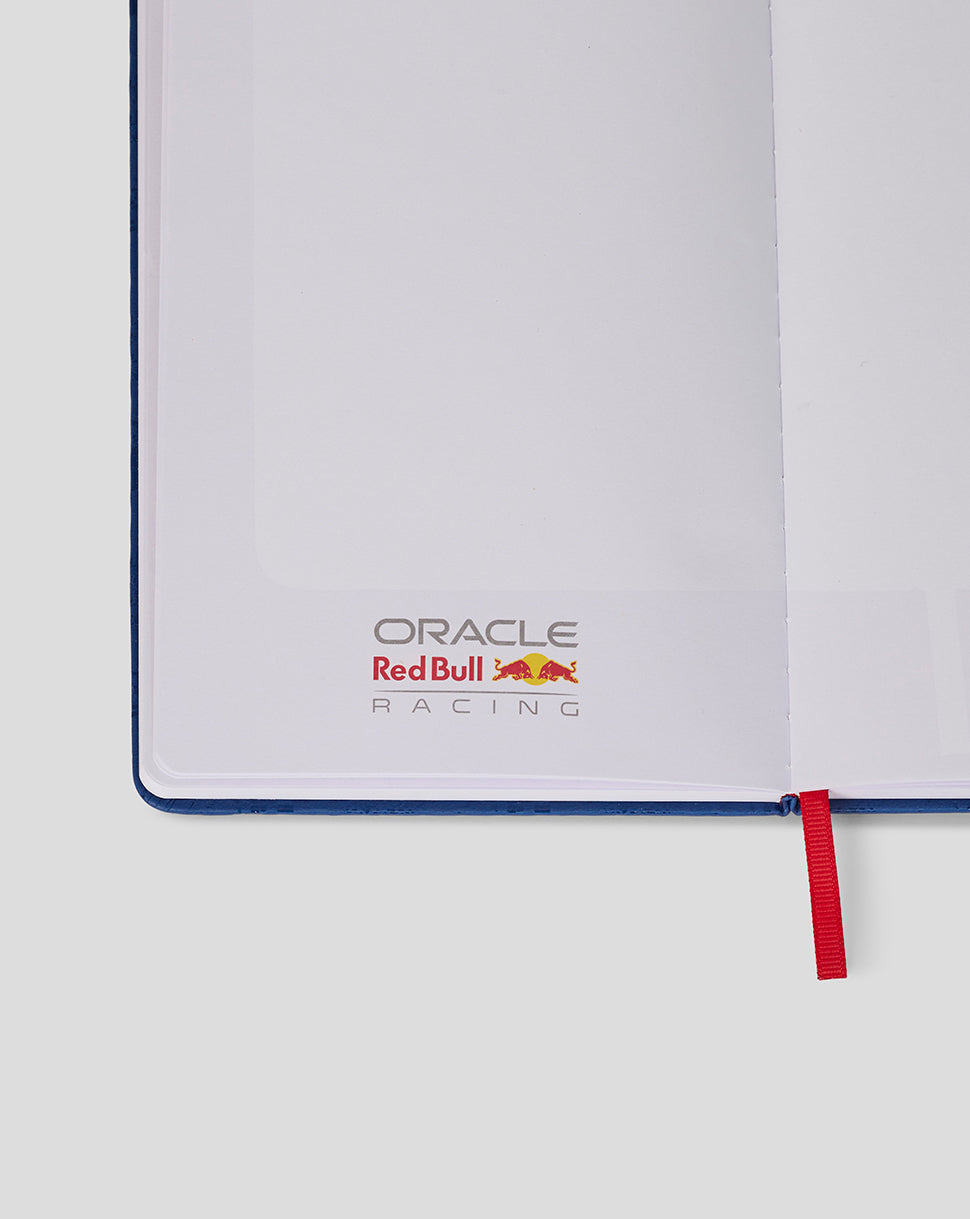 Notebook with Oracle Red Bull Racing logo on a white background