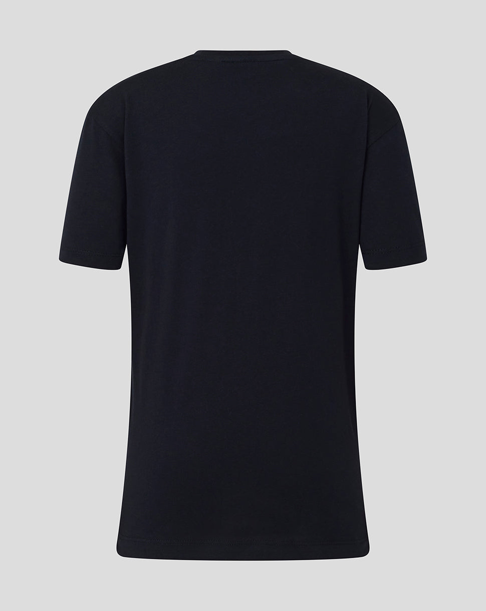 Black t-shirt on a light gray background
