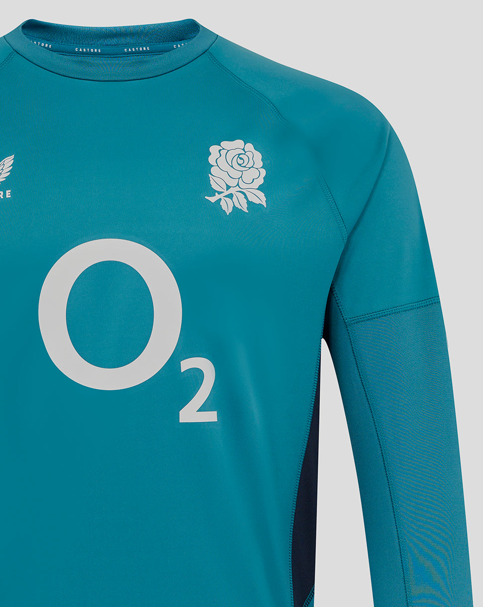 England Rugby Men’s 25/26 Contact Long Sleeve Drill Top – Storm Blue