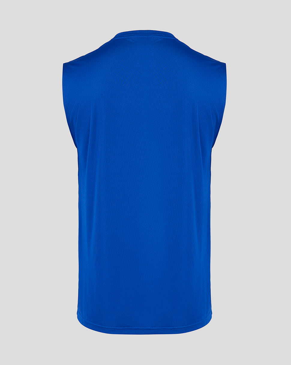 Brushstroke Print Mens Singlet- 5 - Surf The Web / Victoria Blue