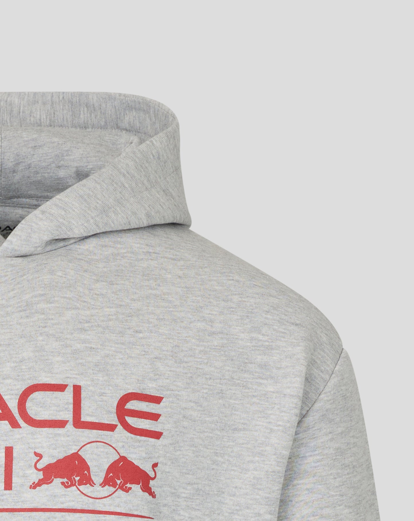 Gray hoodie with red Oracle logo on a light gray background