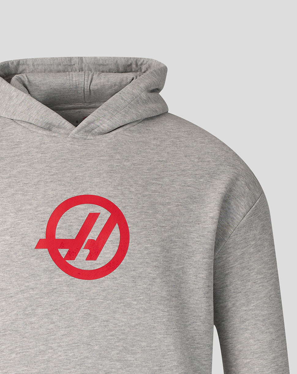 Official Haas Team Unisex Relaxed Pullover Hoodie - Grey Marl