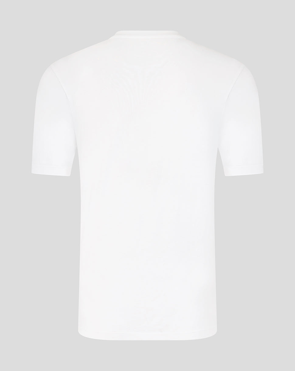 Plain white t-shirt on a light gray background