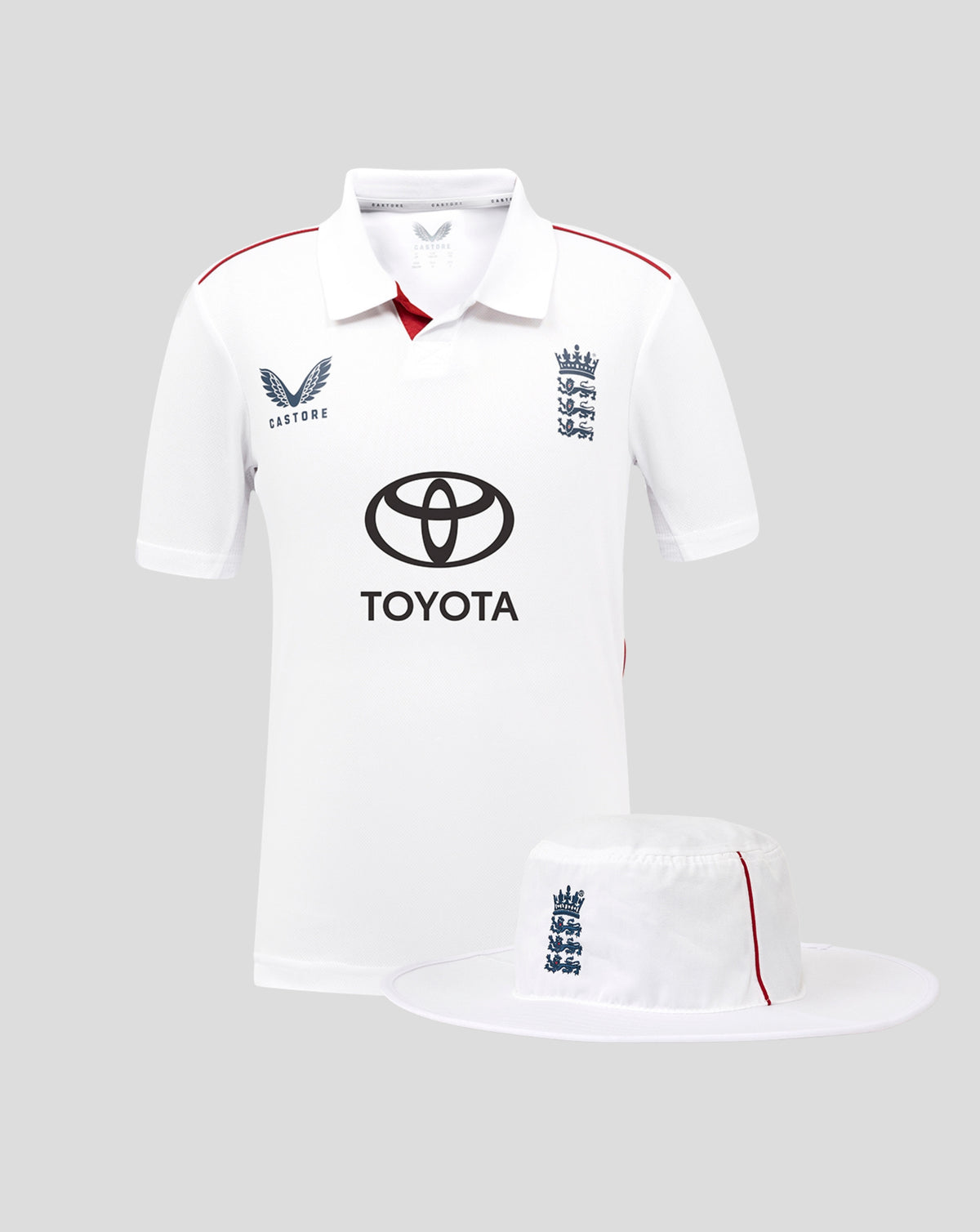 England Cricket Junior 26/27 Test-Trikot- und Hut-Set - Im Wert von £100