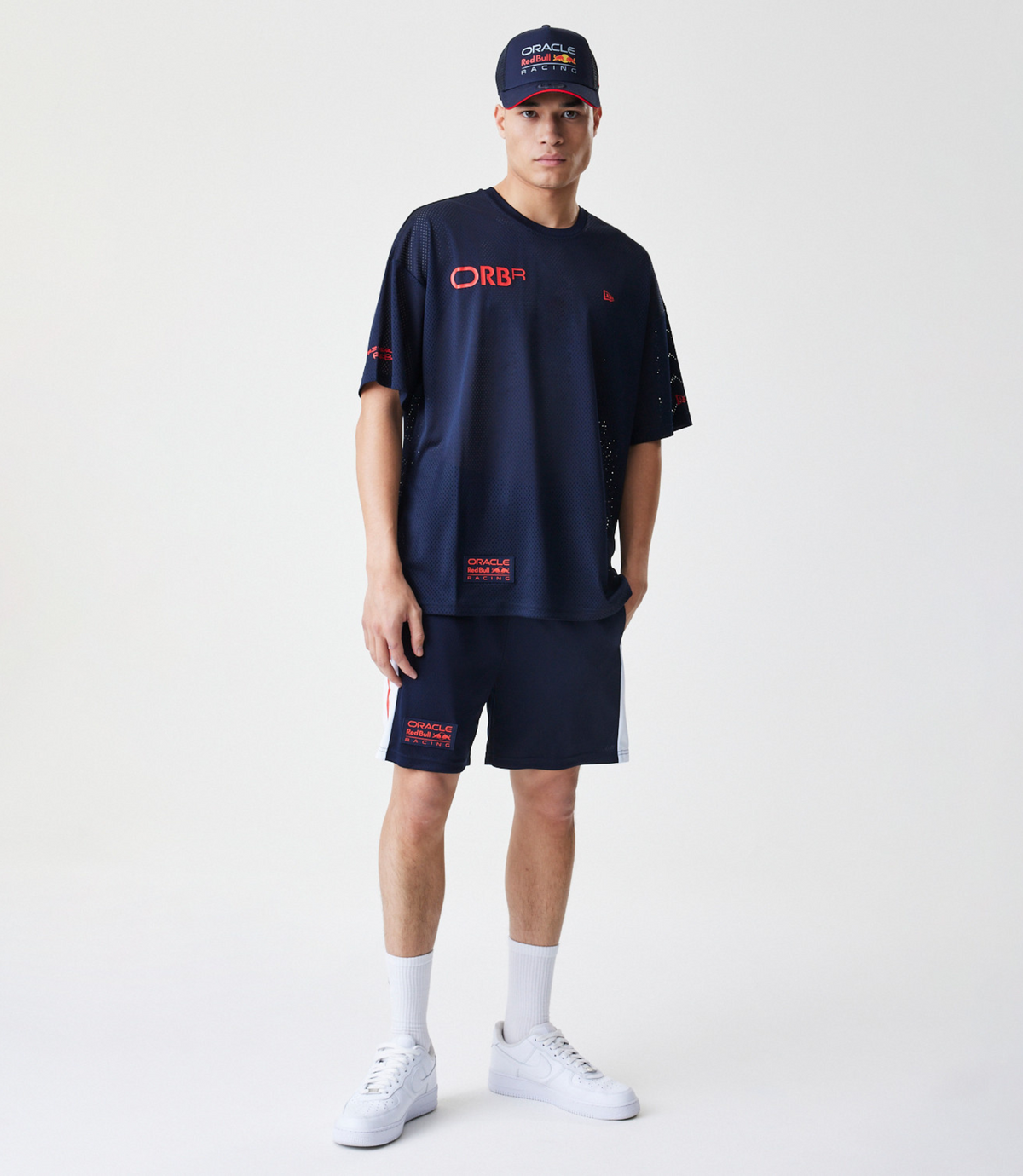 New Era Oracle Red Bull Racing Heren Grafisch Oversized Mesh T-shirt – Donkerblauw - Donkerblauw