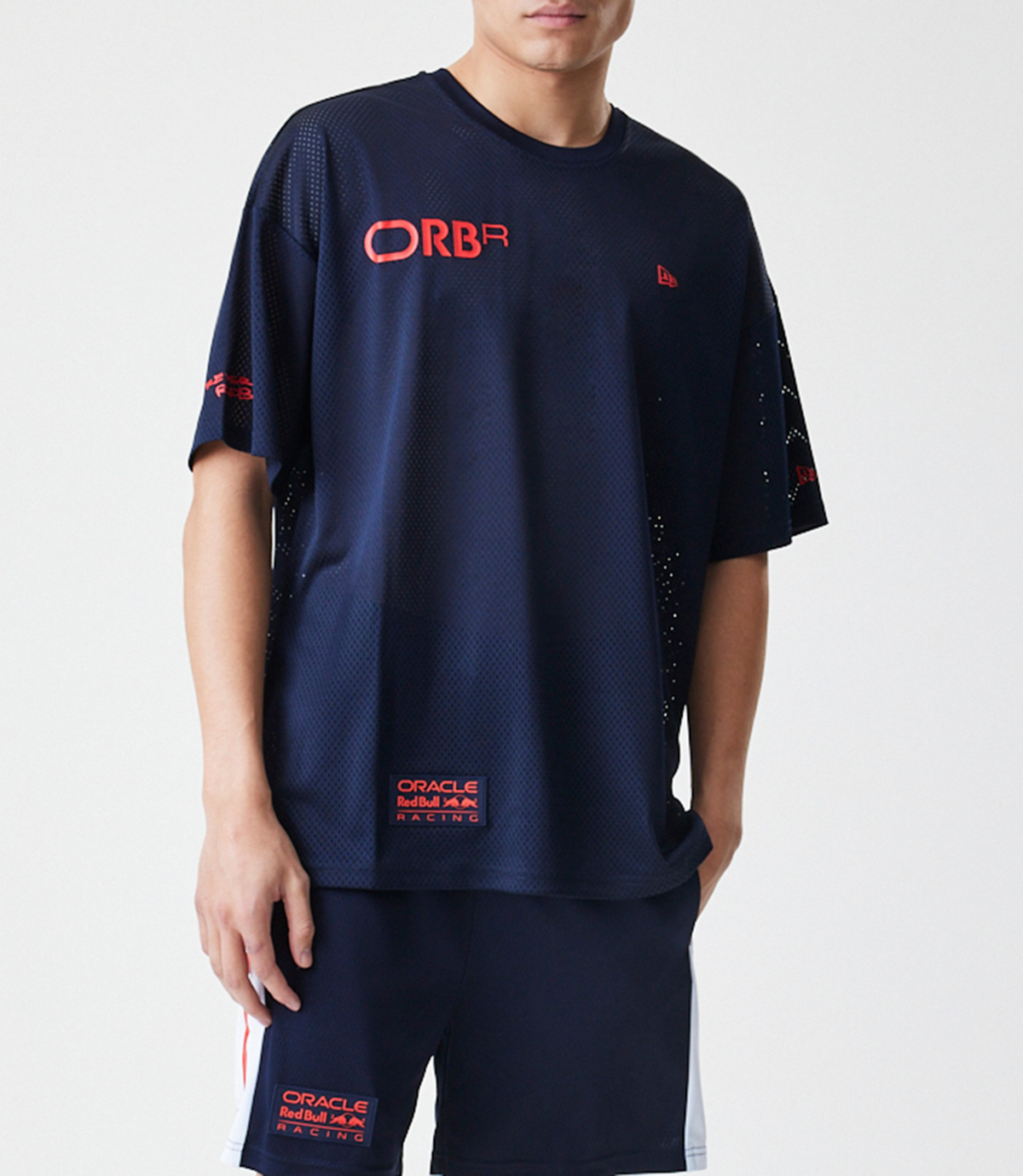 New Era Oracle Red Bull Racing Heren Grafisch Oversized Mesh T-shirt – Donkerblauw - Donkerblauw