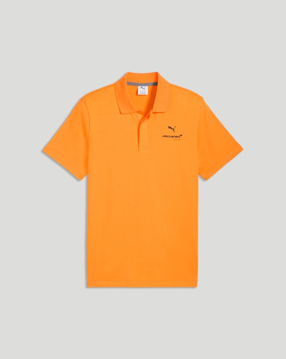 Front view of a papaya McLaren polo featuring a small logo on the left chest