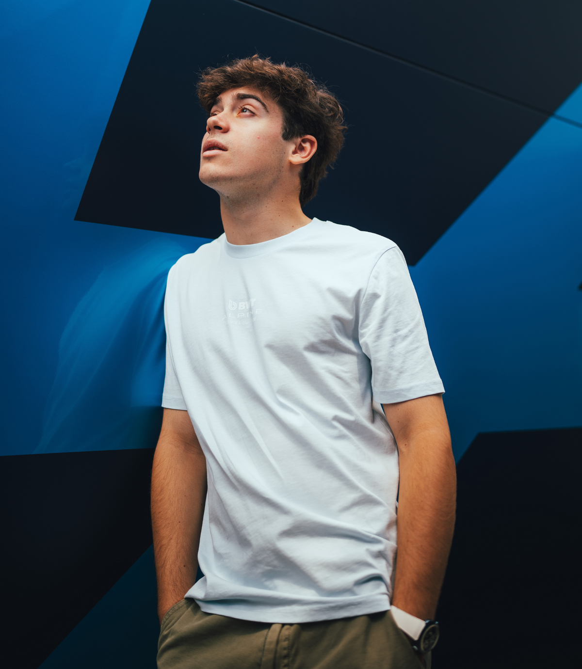 Alpine Unisex Core Driver Franco Colapinto T-Shirt mit lockerer Passform und kurzen Ärmeln – Eisblau - Blau