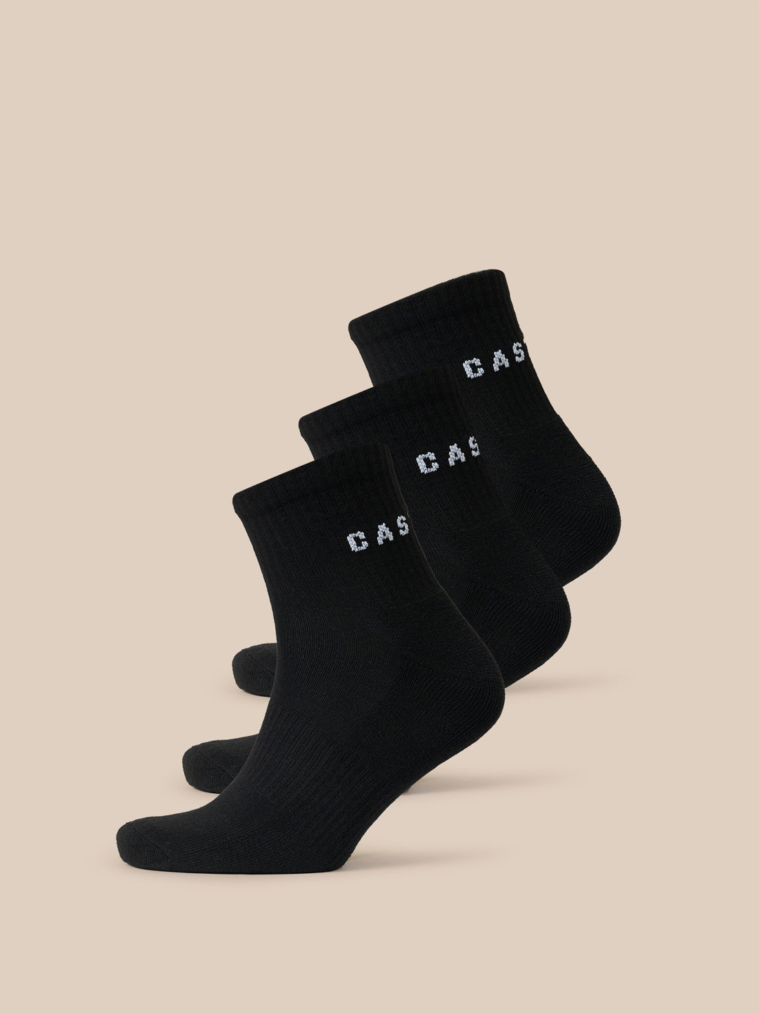 Unisex 3er-Pack Quarter Socken – Schwarz - Schwarz