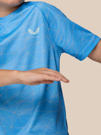 Junior’s Adapt All Over Print Short Sleeve T-Shirt - Cool Blue/Aqua