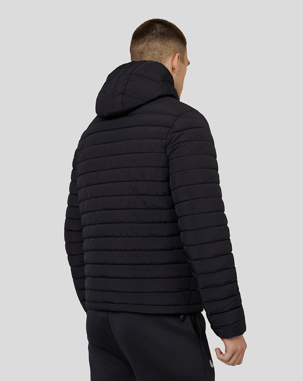 Herren Steppjacke mit Kapuze – Schwarz - Schwarz