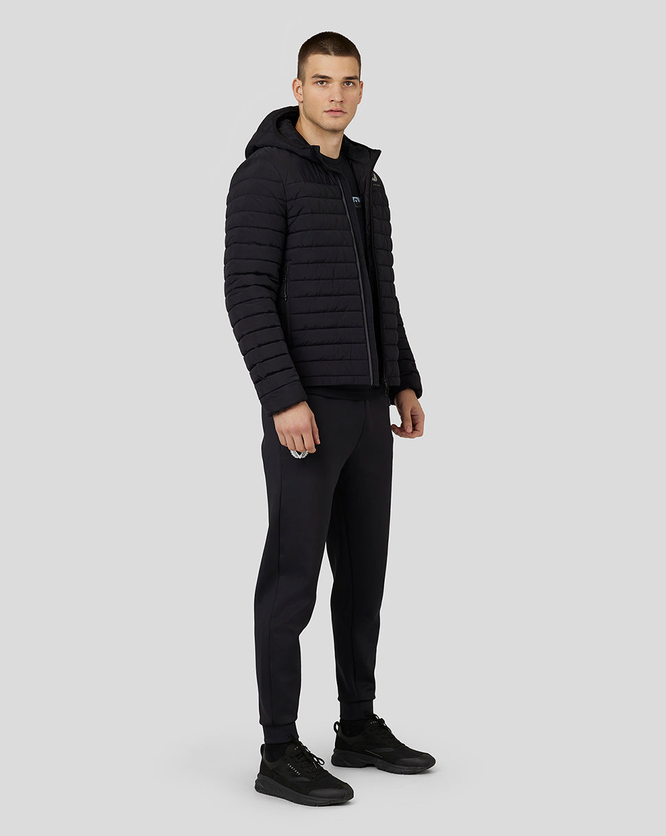 Herren Steppjacke mit Kapuze – Schwarz - Schwarz