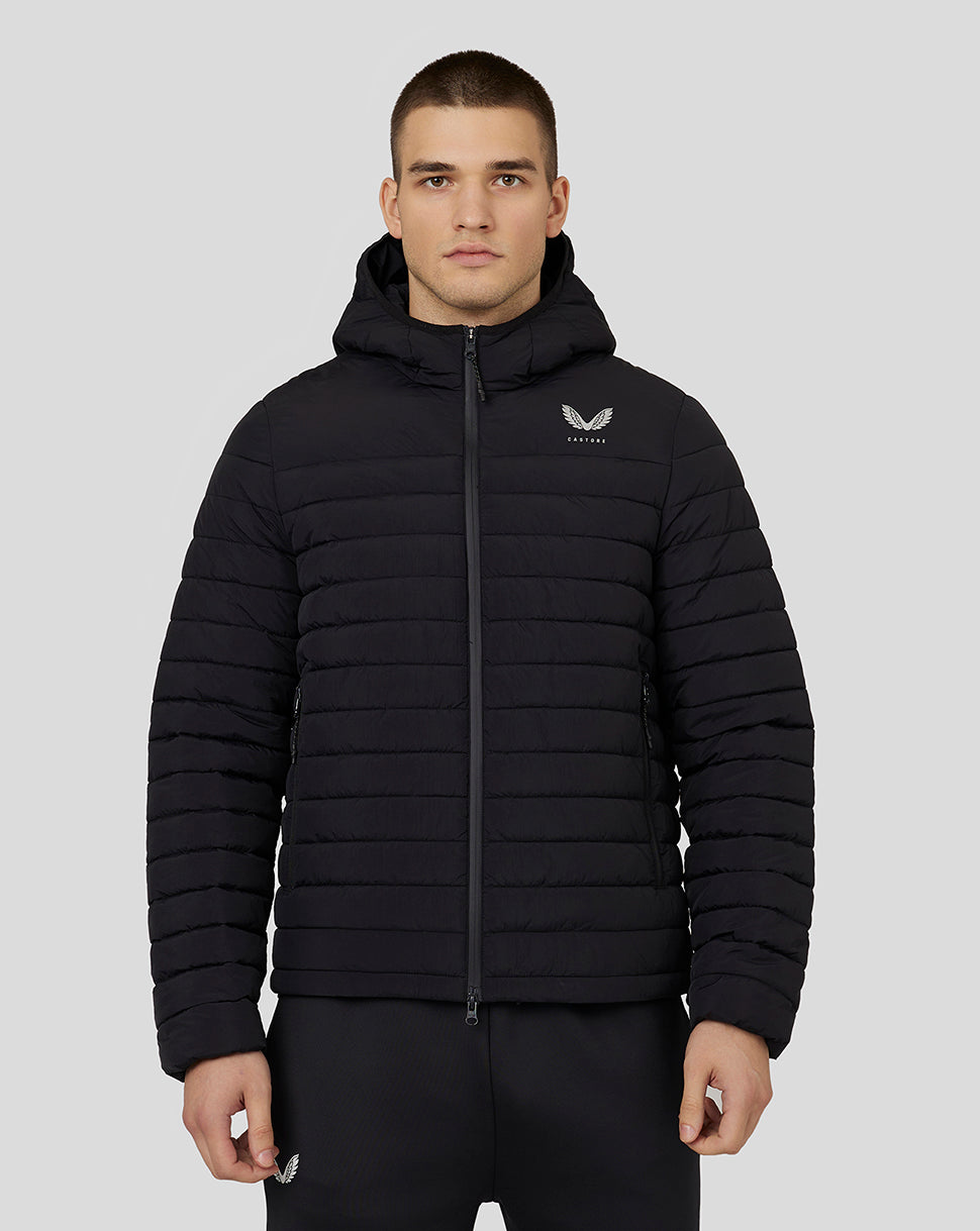 Herren Steppjacke mit Kapuze – Schwarz - Schwarz