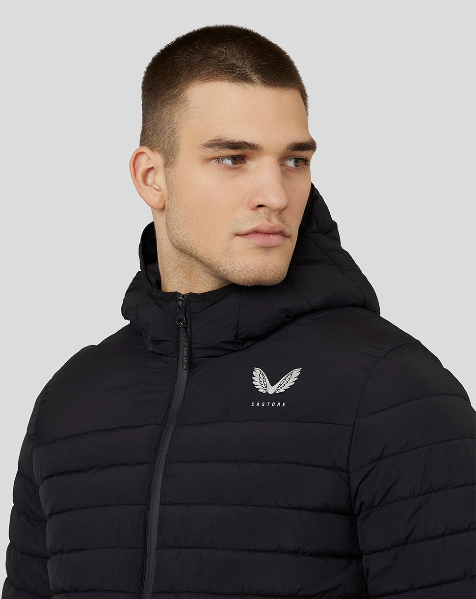 Herren Steppjacke mit Kapuze – Schwarz - Schwarz