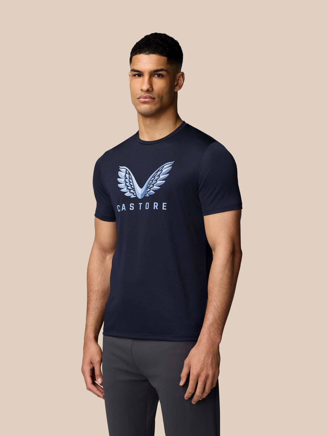 Grafik Training T-Shirt – Mitternachtsblau - Midnight Navy/Himmelblau