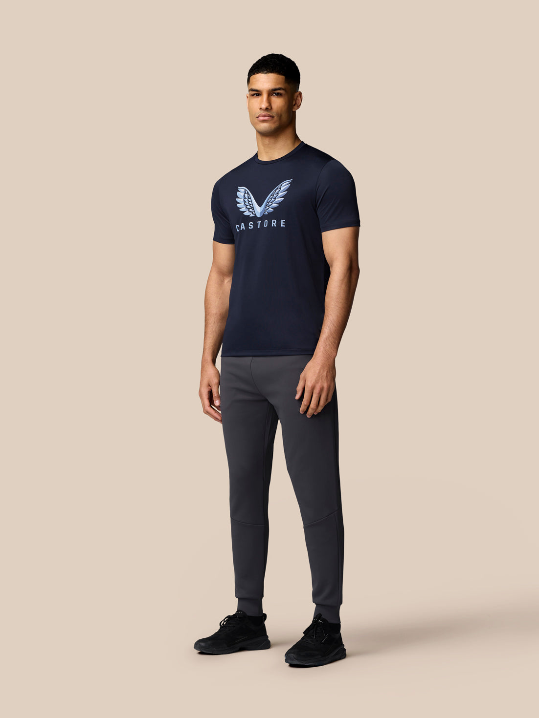 Grafik Training T-Shirt – Mitternachtsblau - Midnight Navy/Himmelblau
