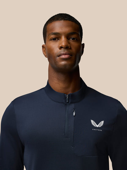 Flow Quarter Zip Sweater Top - Navy