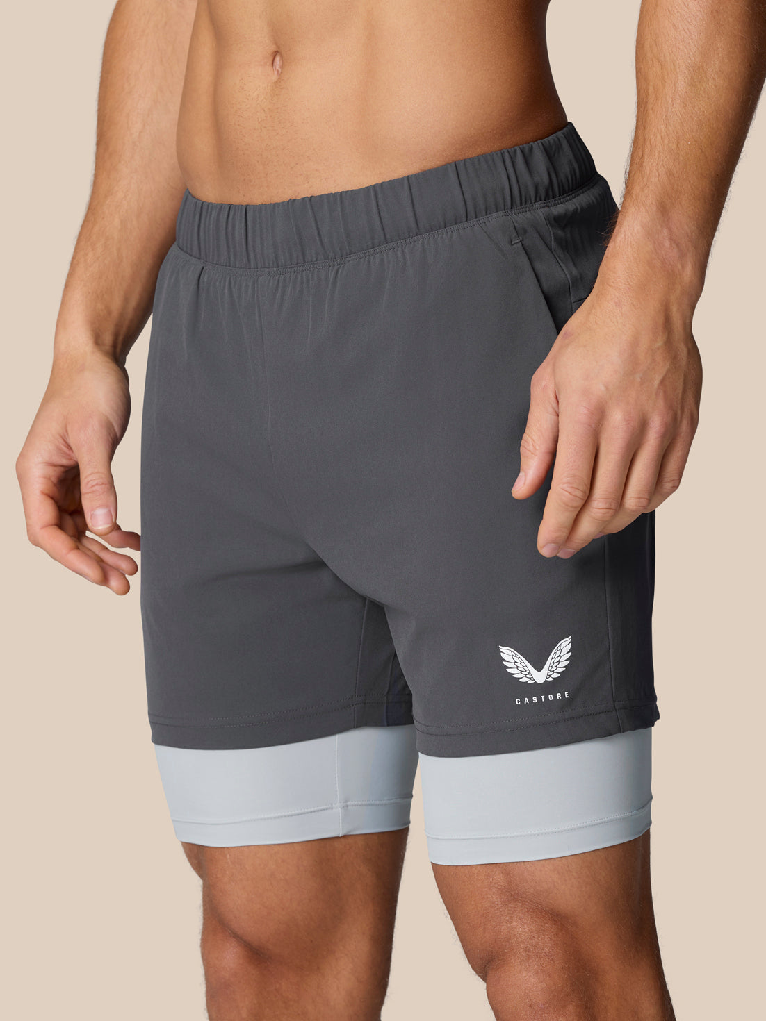 Flow Training 2-in-1-short - Middengrijs - Gunmetal