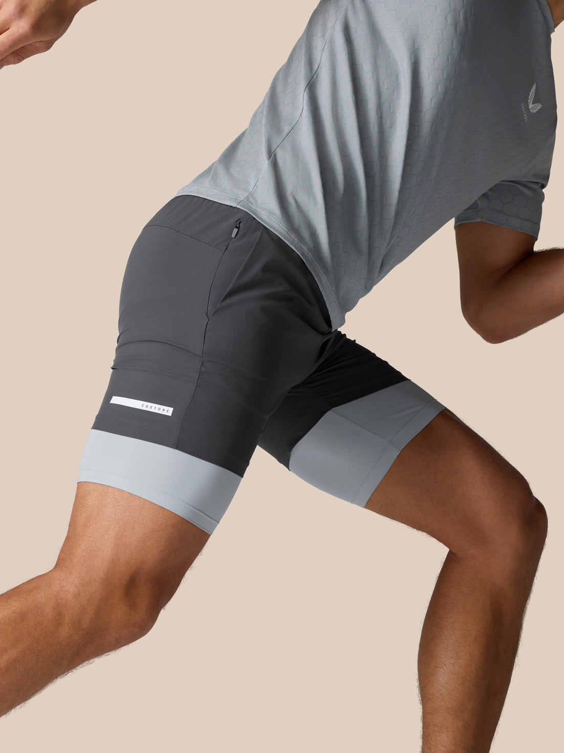 Flow Training 2-in-1-short - Middengrijs - Gunmetal