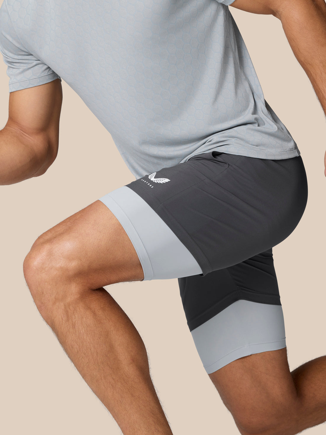 Flow Training 2-in-1-short - Middengrijs - Gunmetal