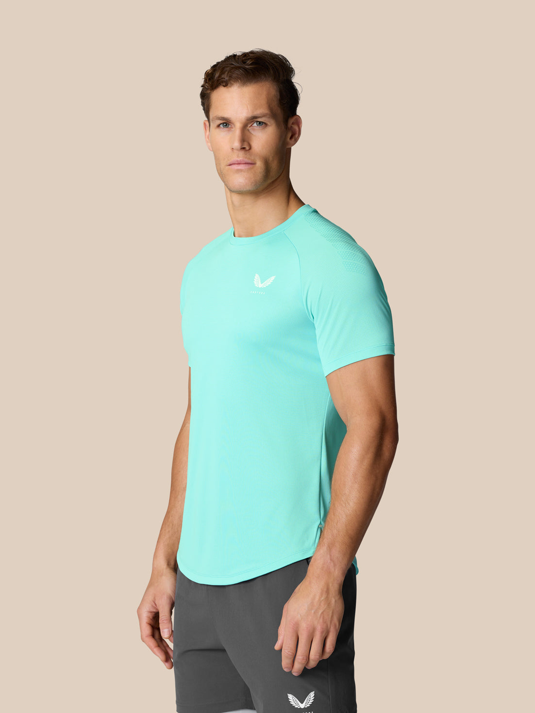 Camiseta Flow Training Muscle Grip – Agua claro - Light Aqua/White
