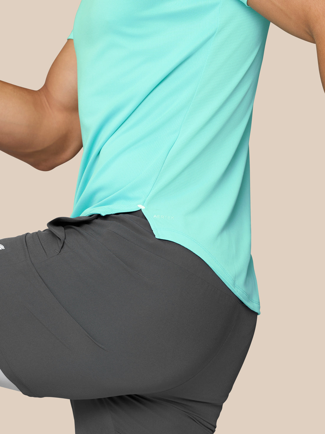 Camiseta Flow Training Muscle Grip – Agua claro - Light Aqua/White