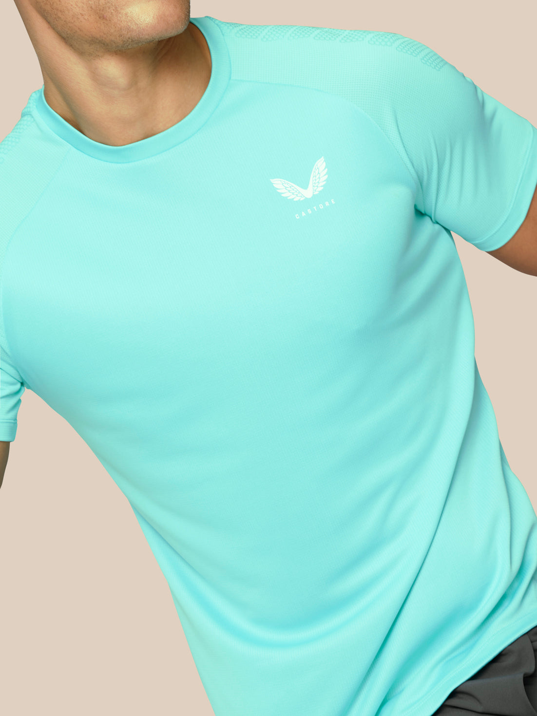 Camiseta Flow Training Muscle Grip – Agua claro - Light Aqua/White
