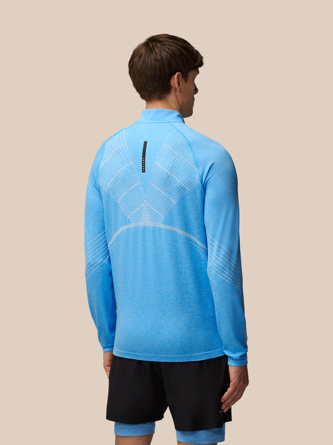 Flow Seamless Quarter Zip Long Sleeve Top - Cool Blue/Black