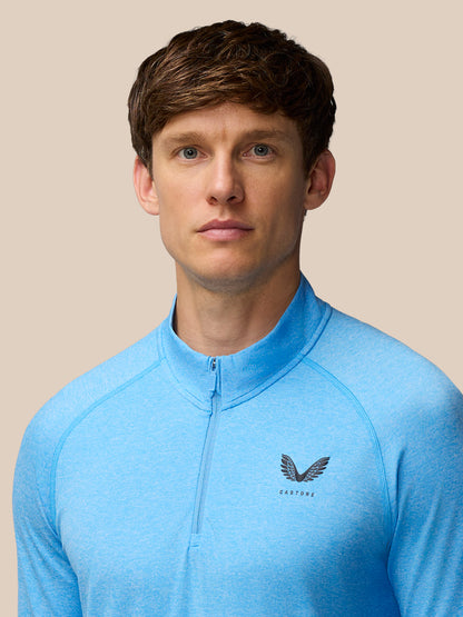 Flow Seamless Quarter Zip Long Sleeve Top - Cool Blue/Black