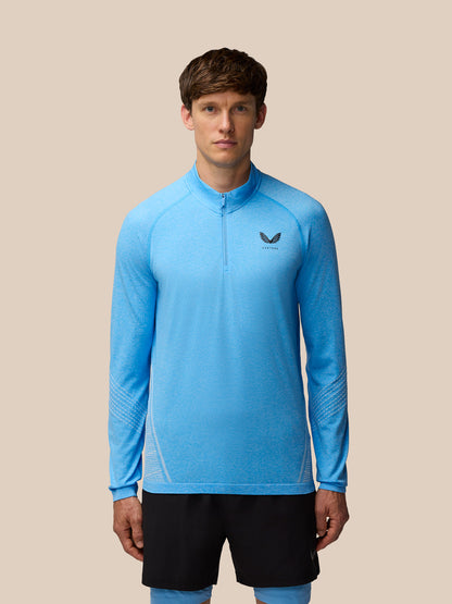 Flow Seamless Quarter Zip Long Sleeve Top - Cool Blue/Black