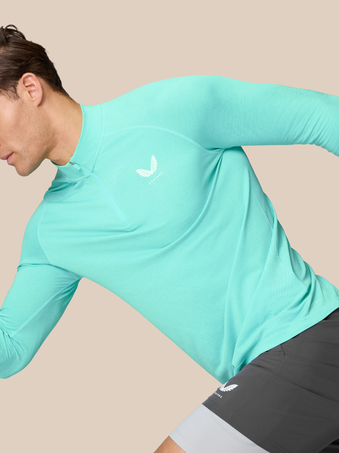 Flow Trainings-1/4-Zip-Oberteil – Helles Aqua - Helles Aqua