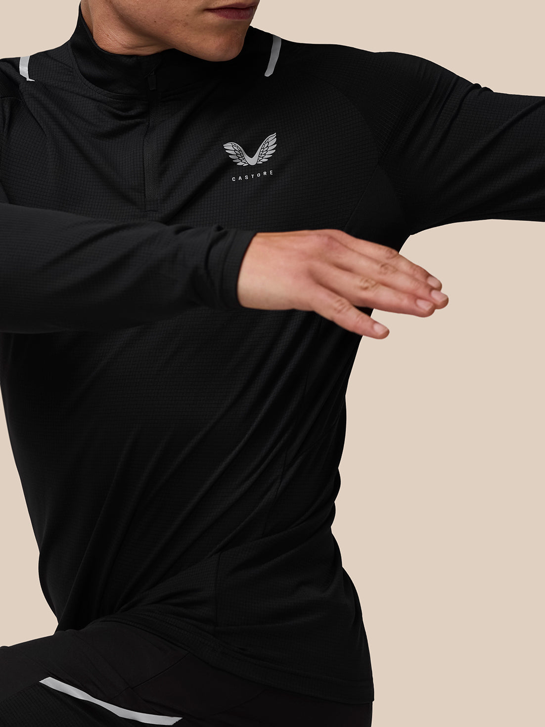 Apex Training 1/4 zip top – Black/Silver Reflective - Zwart