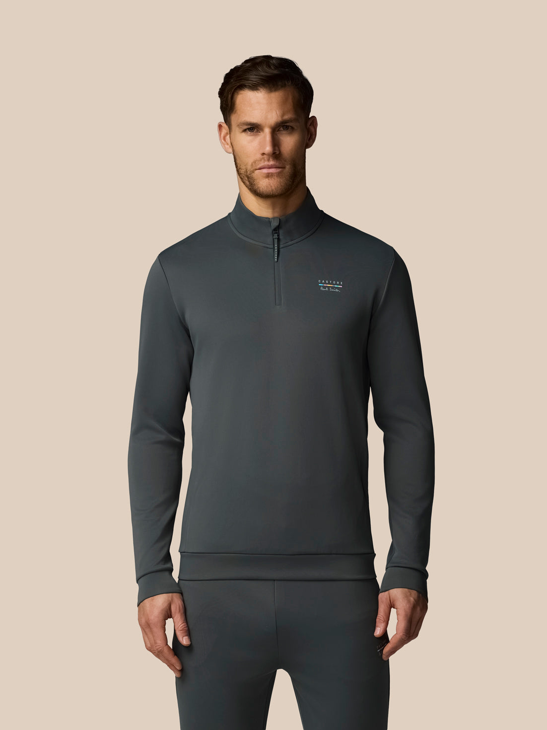 Men’s x Paul Smith Technical Quarter Zip Top - Charcoal - Charcoal