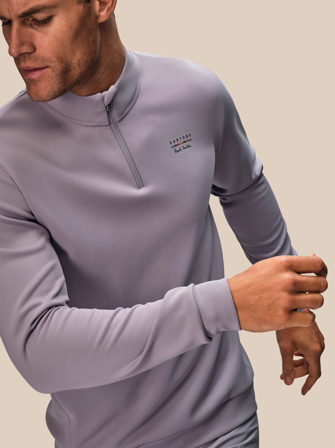 Herren Castore x Paul Smith Langarm-1/4-Zip – Mauve - Mauve