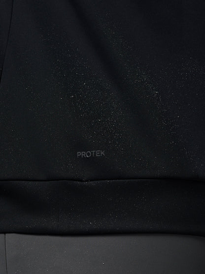 Black fabric with 'PROTEK' branding on a black background