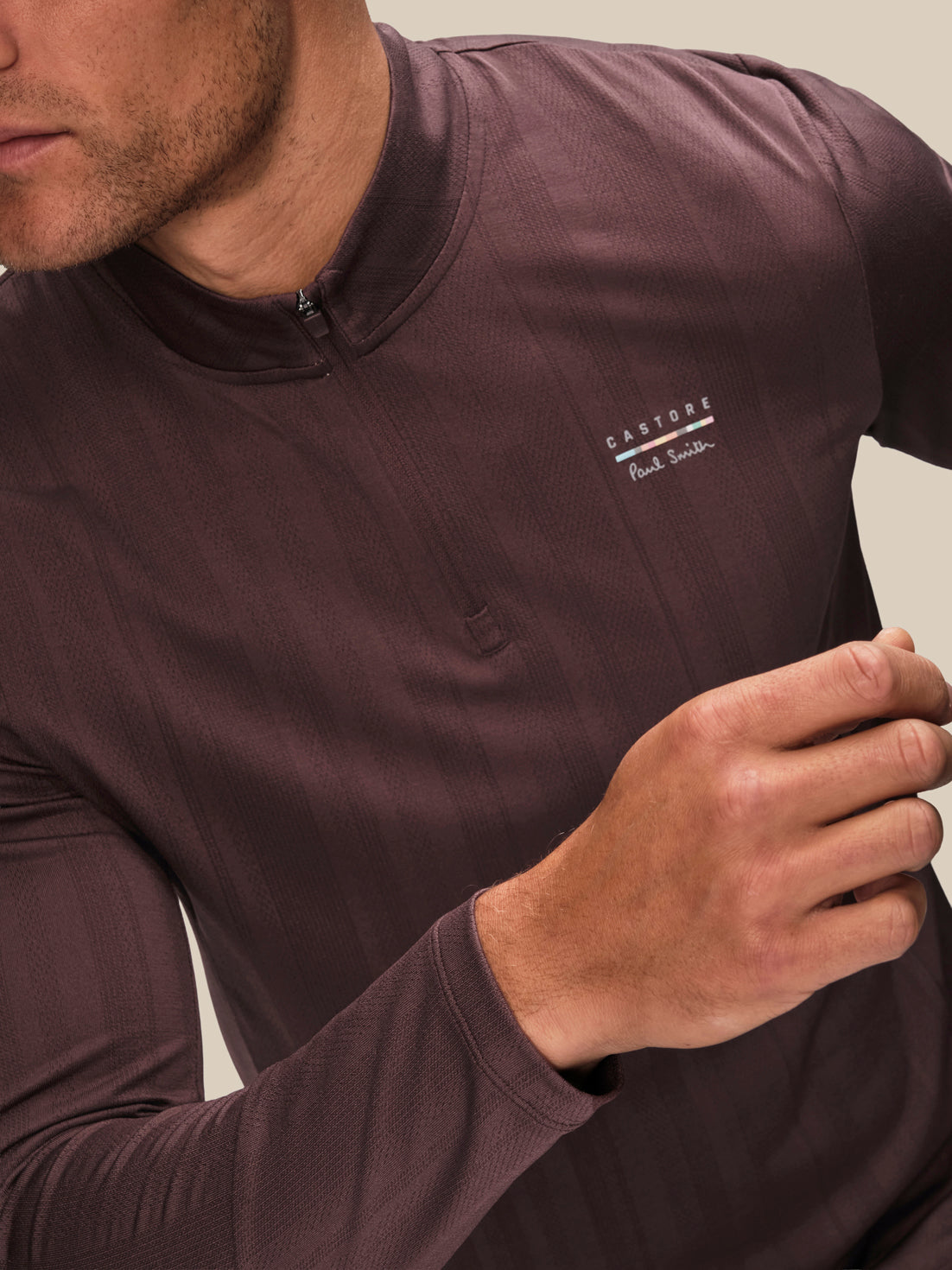 Herren Castore x Paul Smith Slim Fit 1/4-Zip-Oberteil – Lila - Deep Damson