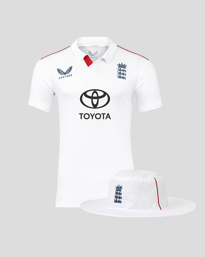 Junior England Cricket 25/26 Test Shirt + Wide Brim Hat