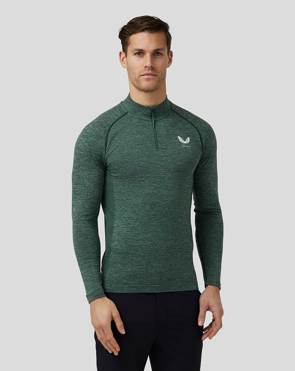 Men’S Golf Body Mapped Seamless Quarter Zip Top - Pine Grey