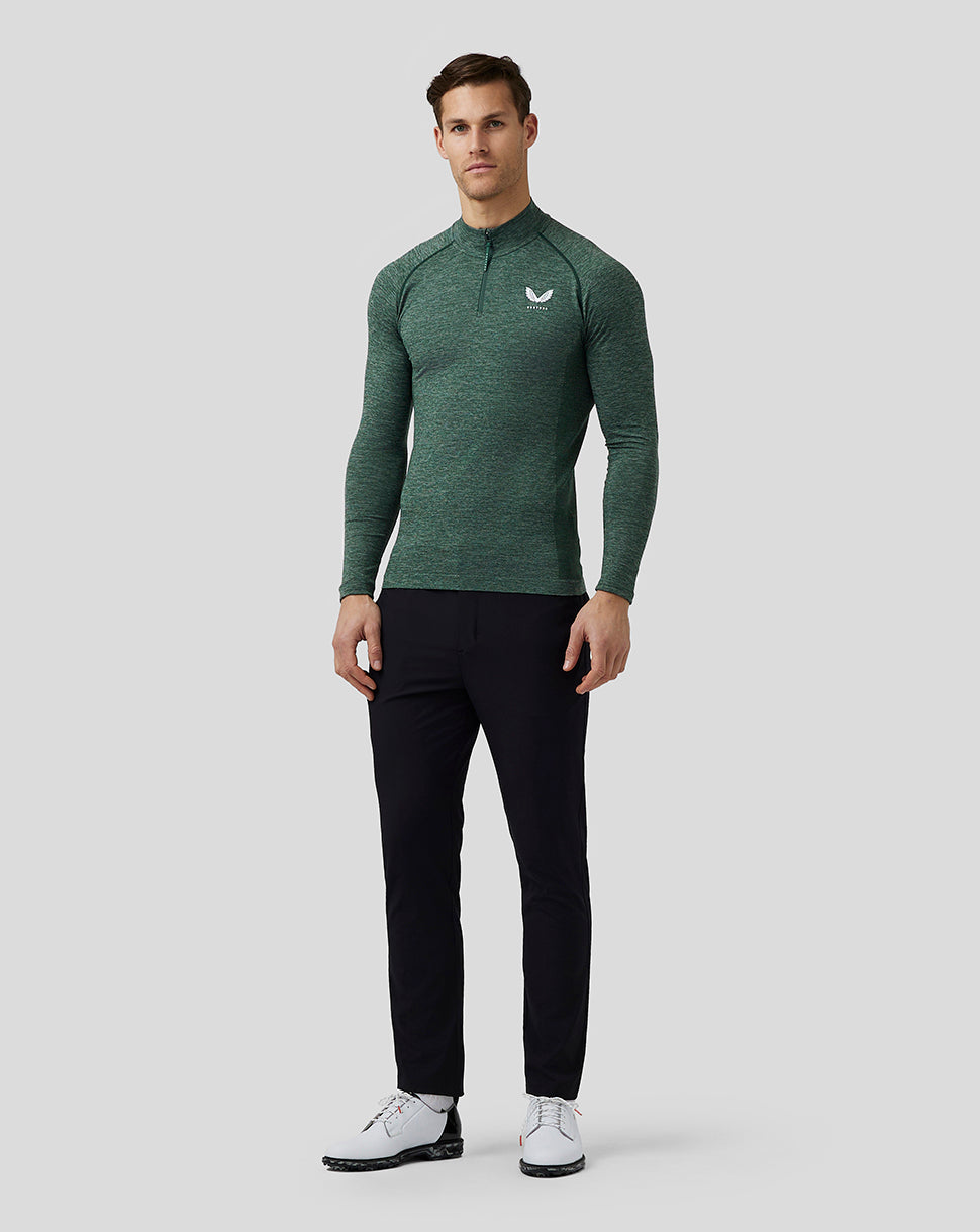 Men’S Golf Body Mapped Seamless Quarter Zip Top - Pine Grey
