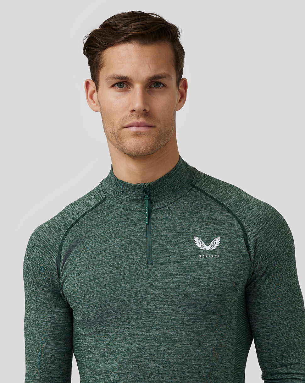 Men’S Golf Body Mapped Seamless Quarter Zip Top - Pine Grey