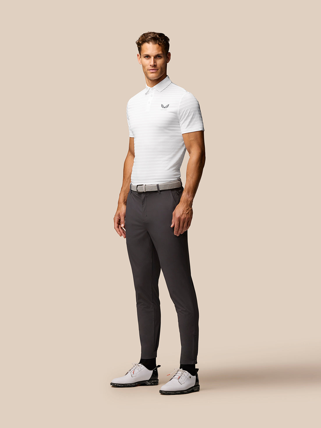Golf Pinnacle Pique Stripe Polo - White