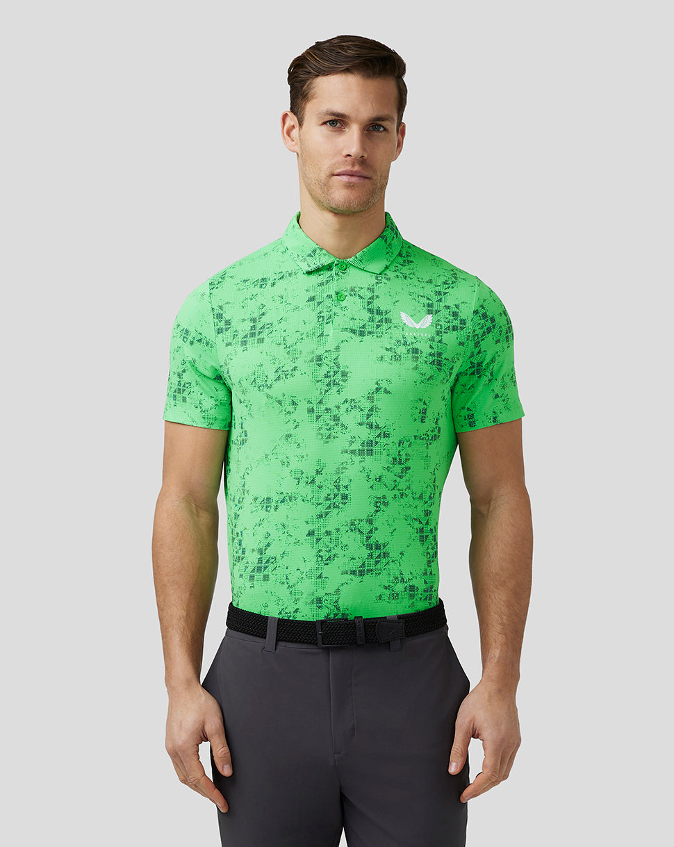 Men’S Golf Short Sleeve Geo Printed Polo - Lime