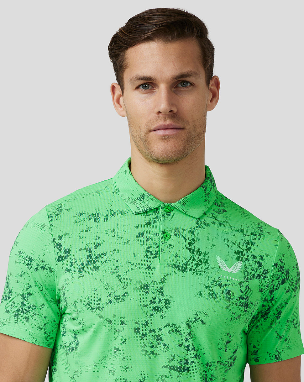 Men’S Golf Short Sleeve Geo Printed Polo - Lime