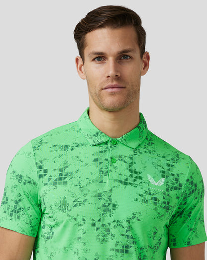 Men’S Golf Short Sleeve Geo Printed Polo - Lime