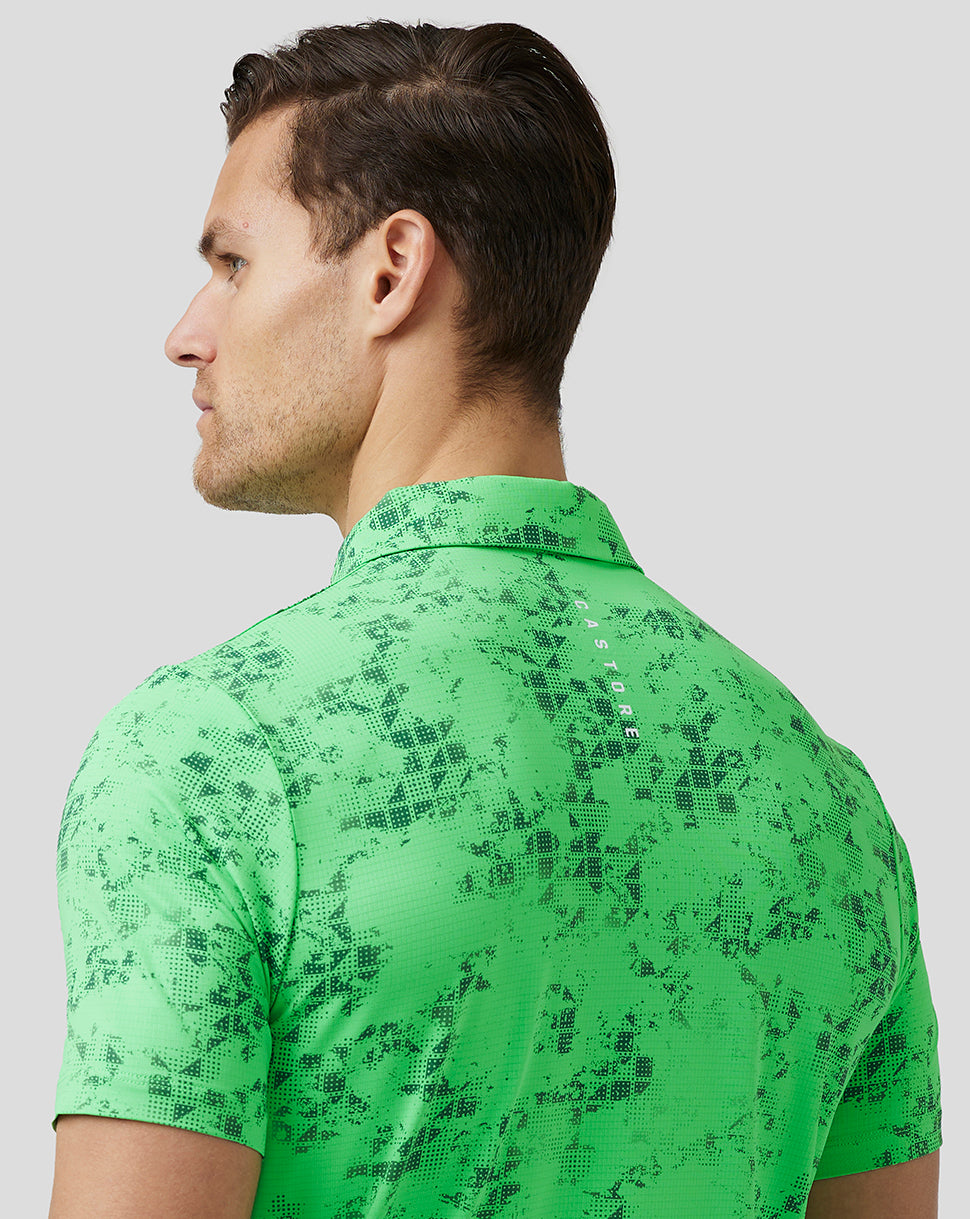 Men’S Golf Short Sleeve Geo Printed Polo - Lime