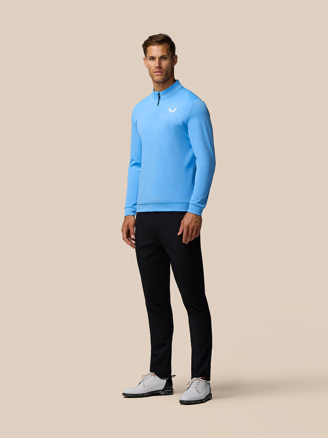 Golf Club Classic 1/4 Zip Top - Cool Blue/White