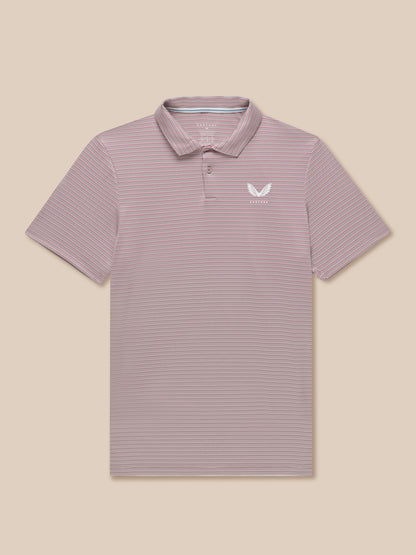 Men’s Golf Short Sleeve Club Yarn Dye Stripe Polo Shirt - Pink